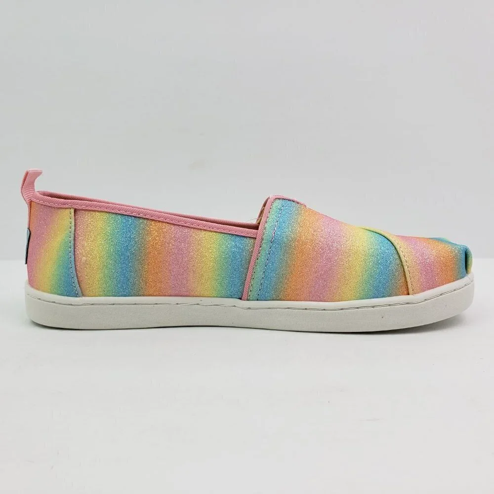 TOMS Glimmer Alpargata Girls Size 6Y Wms Sz 7.5 Candy Pink Gradient Glitter Shoe